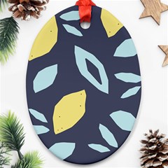 Laser Lemon Navy Oval Ornament (two Sides) by andStretch