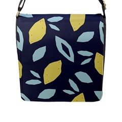 Laser Lemon Navy Flap Closure Messenger Bag (l) by andStretch