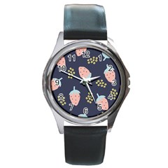 Strawberry Fields Round Metal Watch by andStretch