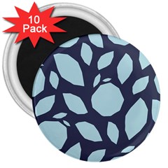 Orchard Fruits In Blue 3  Magnets (10 Pack)  by andStretch