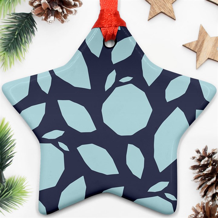 Orchard Fruits in Blue Star Ornament (Two Sides)