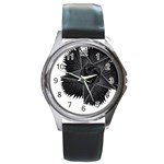 Black Rose Round Metal Watch Front