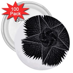 Black Rose 3  Buttons (100 Pack)  by Sabelacarlos