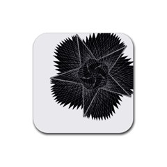 Black Rose Rubber Coaster (square)  by Sabelacarlos