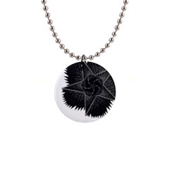 Black Rose 1  Button Necklace by Sabelacarlos