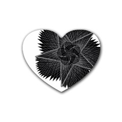 Black Rose Rubber Coaster (heart)  by Sabelacarlos