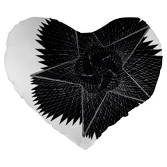 Black Rose Large 19  Premium Flano Heart Shape Cushions by Sabelacarlos