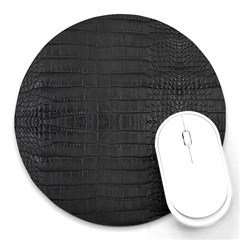 Black Alligator Skin Round Mousepads by LoolyElzayat