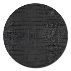 Black Alligator Skin Magnet 5  (round) by LoolyElzayat