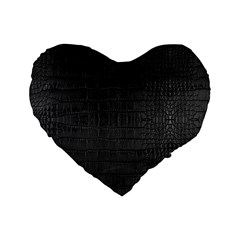 Black Alligator Skin Standard 16  Premium Heart Shape Cushions by LoolyElzayat