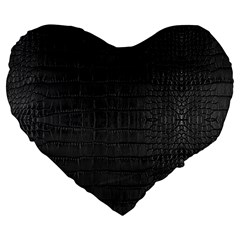 Black Alligator Skin Large 19  Premium Heart Shape Cushions by LoolyElzayat