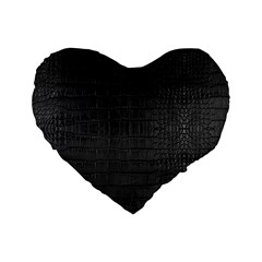 Black Alligator Skin Standard 16  Premium Flano Heart Shape Cushions by LoolyElzayat