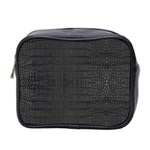 Black Alligator Skin Mini Toiletries Bag (Two Sides) Front