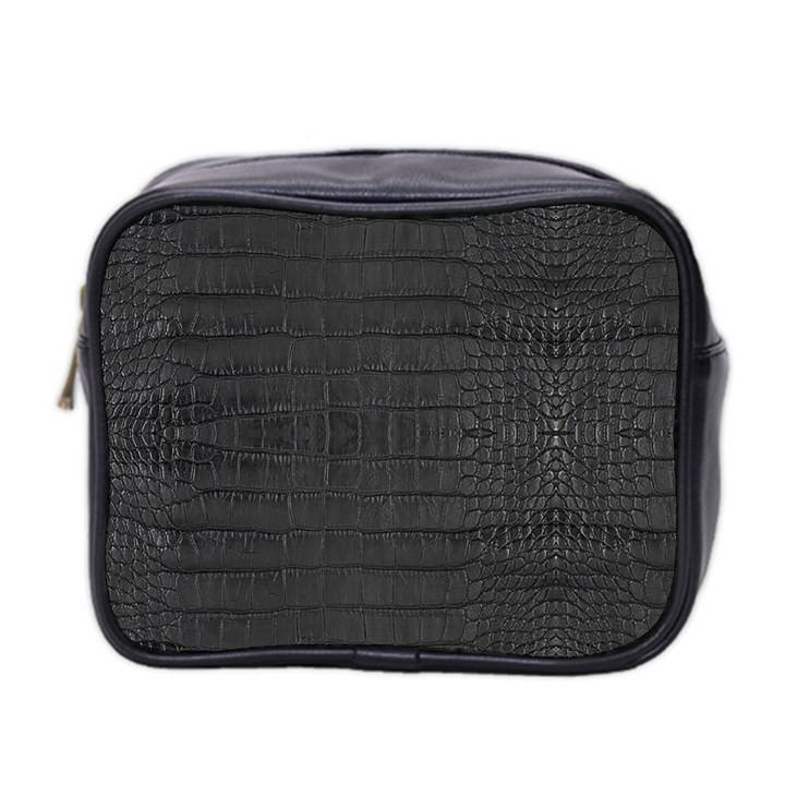 Black Alligator Skin Mini Toiletries Bag (Two Sides)