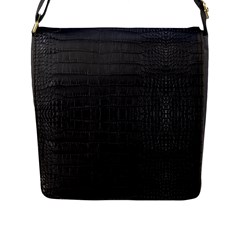 Black Alligator Skin Flap Closure Messenger Bag (l) by LoolyElzayat