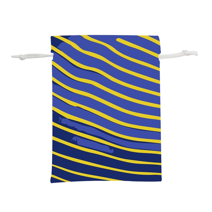 Yellow Blue Stripped Fish Lightweight Drawstring Pouch (L)