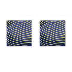 Yellow Blue Stripped Fish Cufflinks (square) by LoolyElzayat