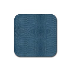 Turquoise Alligator Skin Rubber Coaster (square)  by LoolyElzayat