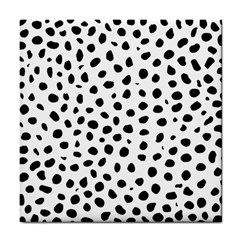 Black And White Seamless Cheetah Spots Tile Coaster by LoolyElzayat