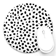 Black And White Seamless Cheetah Spots Round Mousepads by LoolyElzayat