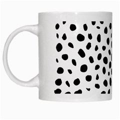 Black And White Seamless Cheetah Spots White Mugs by LoolyElzayat