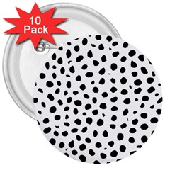 Black And White Seamless Cheetah Spots 3  Buttons (10 Pack)  by LoolyElzayat