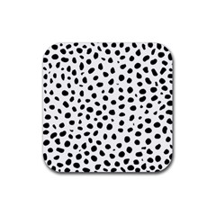 Black And White Seamless Cheetah Spots Rubber Coaster (square)  by LoolyElzayat