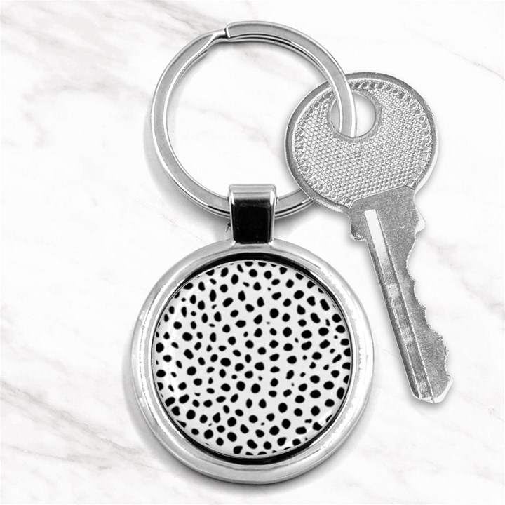 Black And White Seamless Cheetah Spots Key Chain (Round)