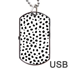 Black And White Seamless Cheetah Spots Dog Tag Usb Flash (one Side) by LoolyElzayat