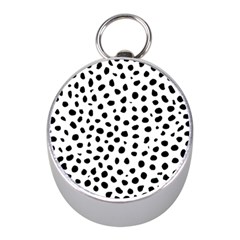 Black And White Seamless Cheetah Spots Mini Silver Compasses by LoolyElzayat