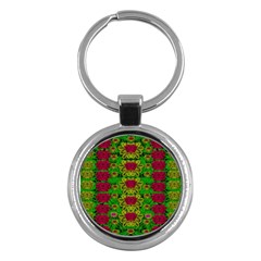 Rainbow Forest The Home Of The Metal Peacocks Key Chain (round) by pepitasart