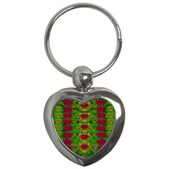 Rainbow Forest The Home Of The Metal Peacocks Key Chain (heart) by pepitasart