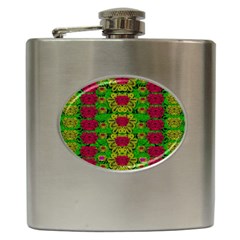 Rainbow Forest The Home Of The Metal Peacocks Hip Flask (6 Oz) by pepitasart