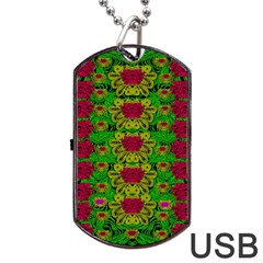 Rainbow Forest The Home Of The Metal Peacocks Dog Tag Usb Flash (two Sides) by pepitasart