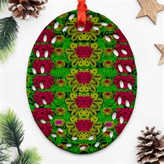 Rainbow Forest The Home Of The Metal Peacocks Oval Filigree Ornament (two Sides) by pepitasart