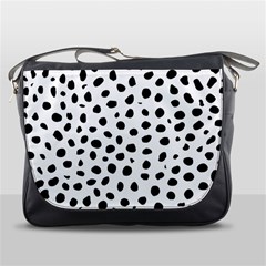 Black And White Seamless Cheetah Spots Messenger Bag by LoolyElzayat