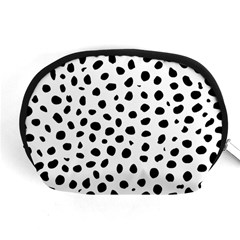 Black And White Seamless Cheetah Spots Accessory Pouch (medium) by LoolyElzayat