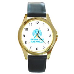 Child Abuse Prevention Support  Round Gold Metal Watch by artjunkie