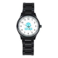 Child Abuse Prevention Support  Stainless Steel Round Watch by artjunkie