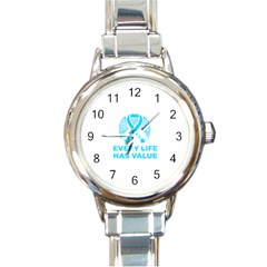 Child Abuse Prevention Support  Round Italian Charm Watch by artjunkie