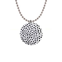 Black And White Seamless Cheetah Spots 1  Button Necklace by LoolyElzayat