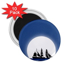 Boat Silhouette Moon Sailing 2 25  Magnets (10 Pack)  by HermanTelo