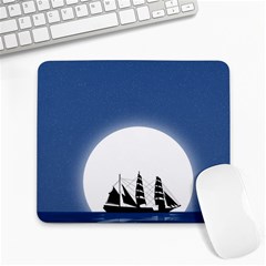 Boat Silhouette Moon Sailing Large Mousepads by HermanTelo