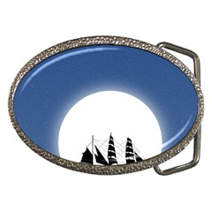 Boat Silhouette Moon Sailing Belt Buckles