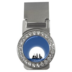 Boat Silhouette Moon Sailing Money Clips (cz)  by HermanTelo