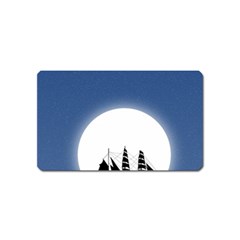 Boat Silhouette Moon Sailing Magnet (name Card) by HermanTelo