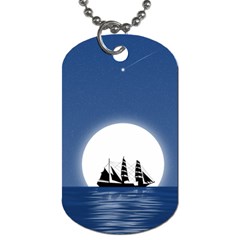 Boat Silhouette Moon Sailing Dog Tag (two Sides)