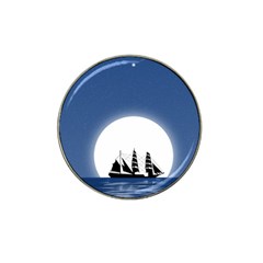 Boat Silhouette Moon Sailing Hat Clip Ball Marker by HermanTelo