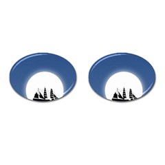 Boat Silhouette Moon Sailing Cufflinks (oval) by HermanTelo