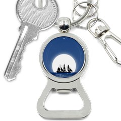 Boat Silhouette Moon Sailing Bottle Opener Key Chain by HermanTelo